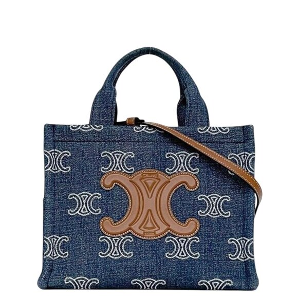 Celine Handbags - Celine 2-Way Bag Cabas Tice Blue Brown Triomphe